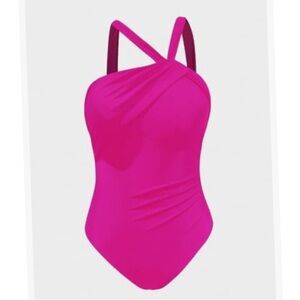 Cupshe Asymmetrical Pink One Piece Swimsuit Small NWT‎ Beach Resort Vacation
